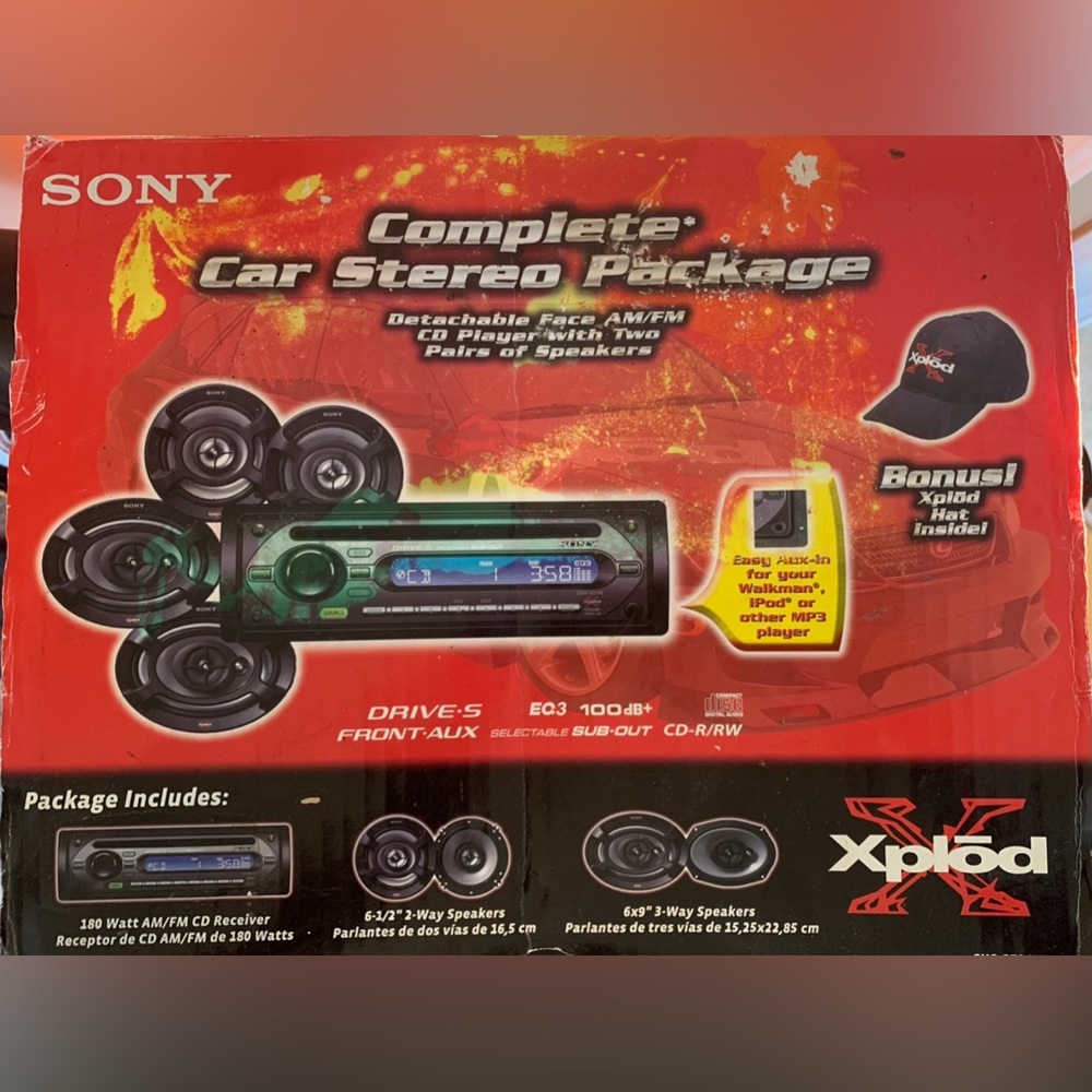 Sony Xplod Car Stereo Pkg w/ 180 Watt Detachable Face AM/FM CD Player and More!